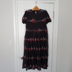 NWT Topshop Embroidered Pleated Chuck on Dress